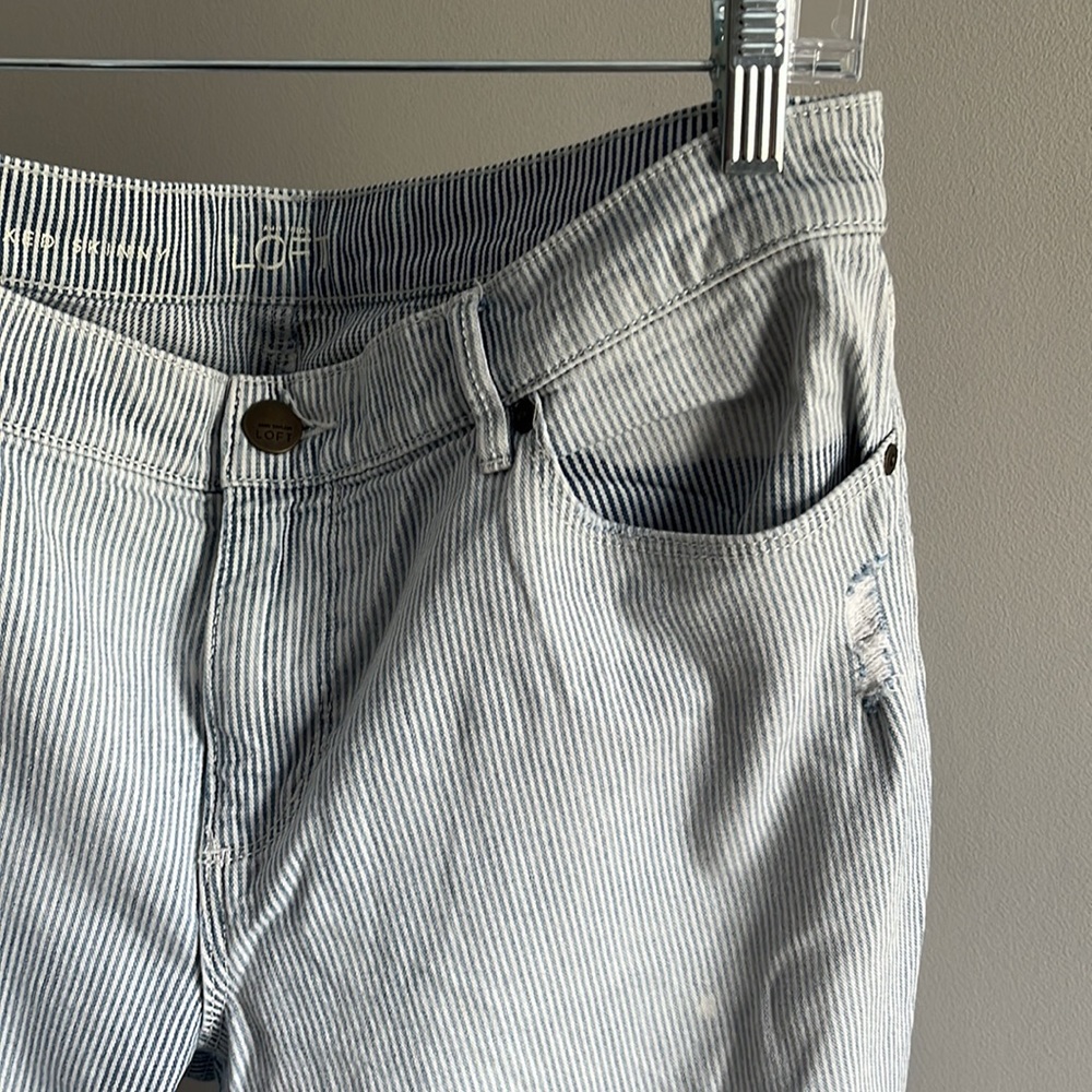 Loft relaxed skinny striped jeans